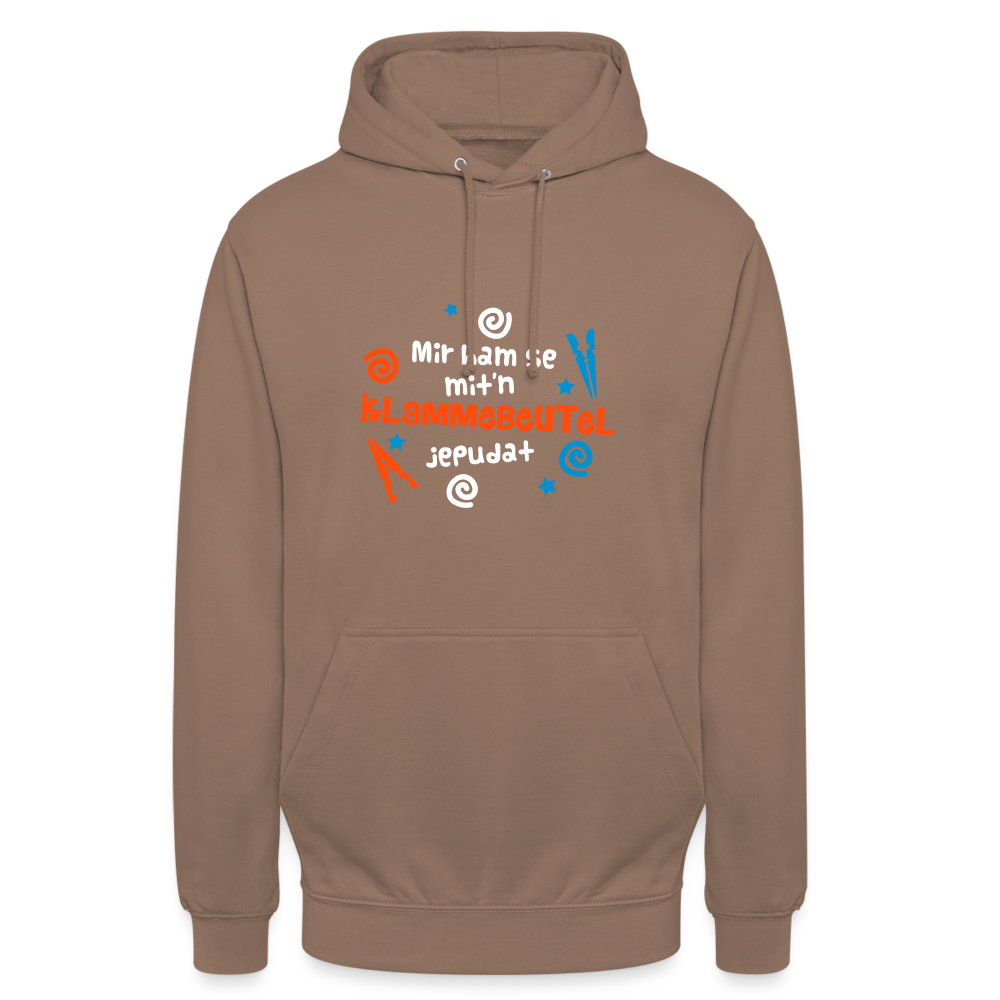 Mit'n Klammabeutel jepudat - Unisex Hoodie - Mokka