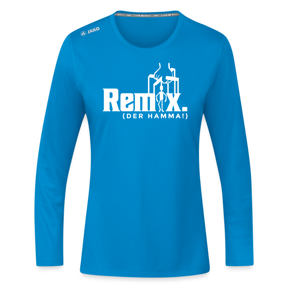 Remix. - Frauen Sport Langarmshirt - Saphirblau