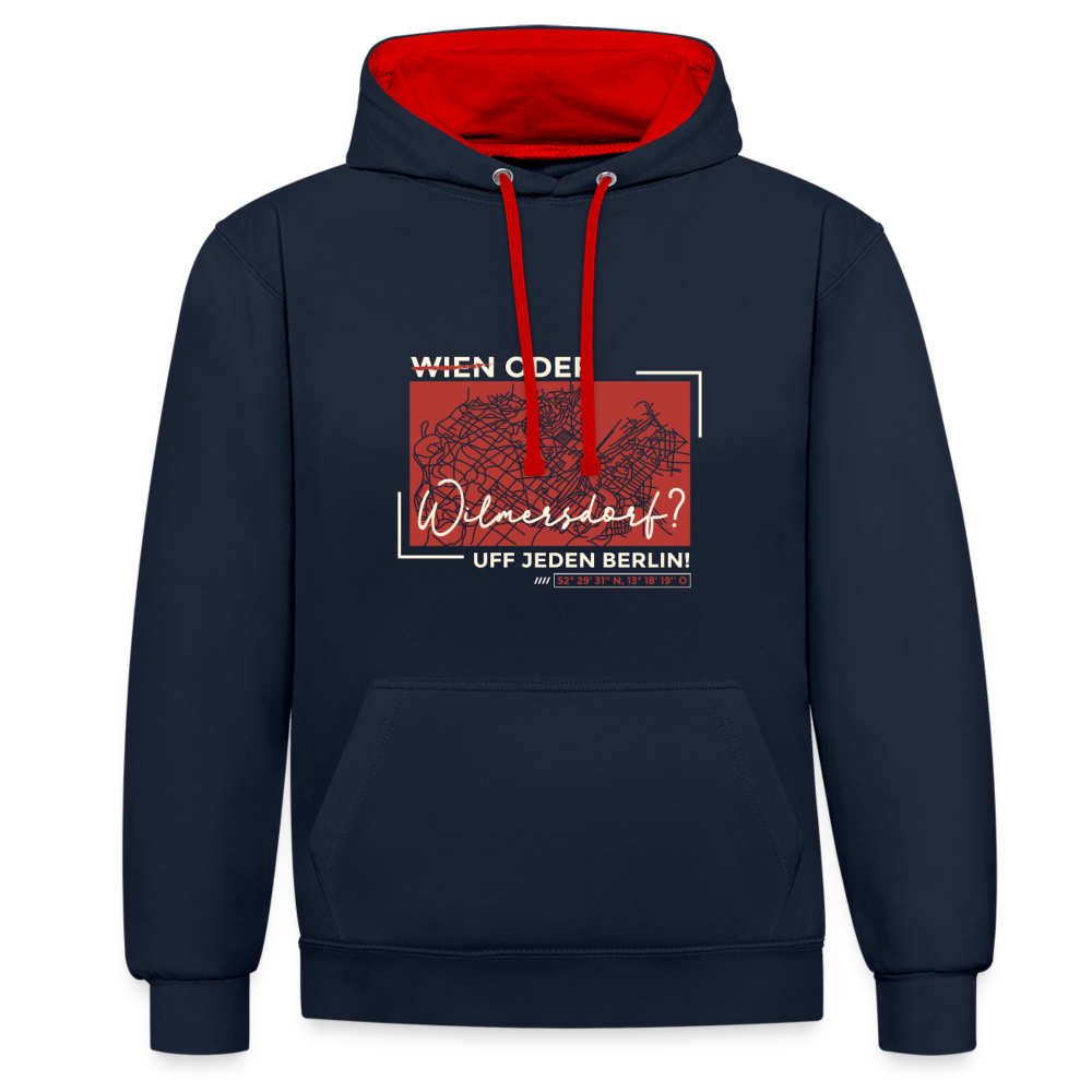Wien Oder Wilmersdorf Uff Jeden Berlin - Kontrast Hoodie - Navy/Rot