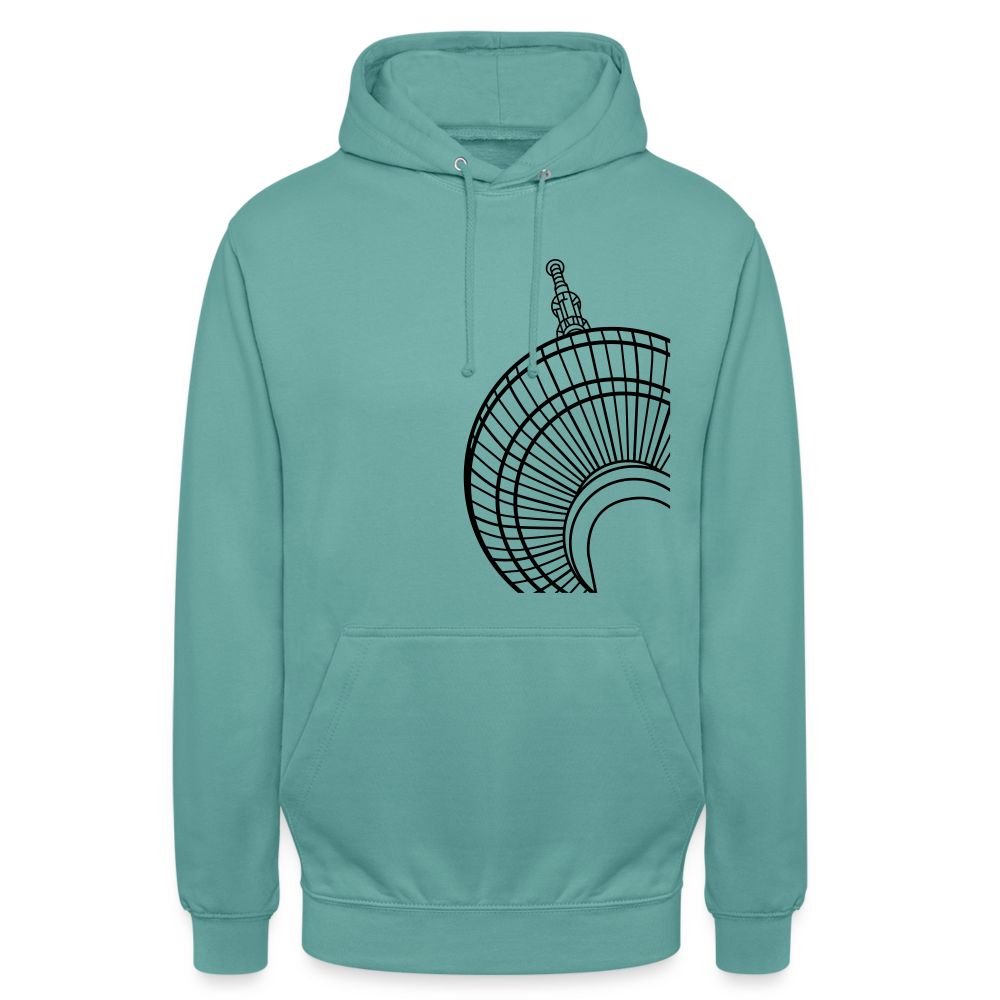 Der Turm von unten - schwarz - Unisex Hoodie - Pastelltürkis