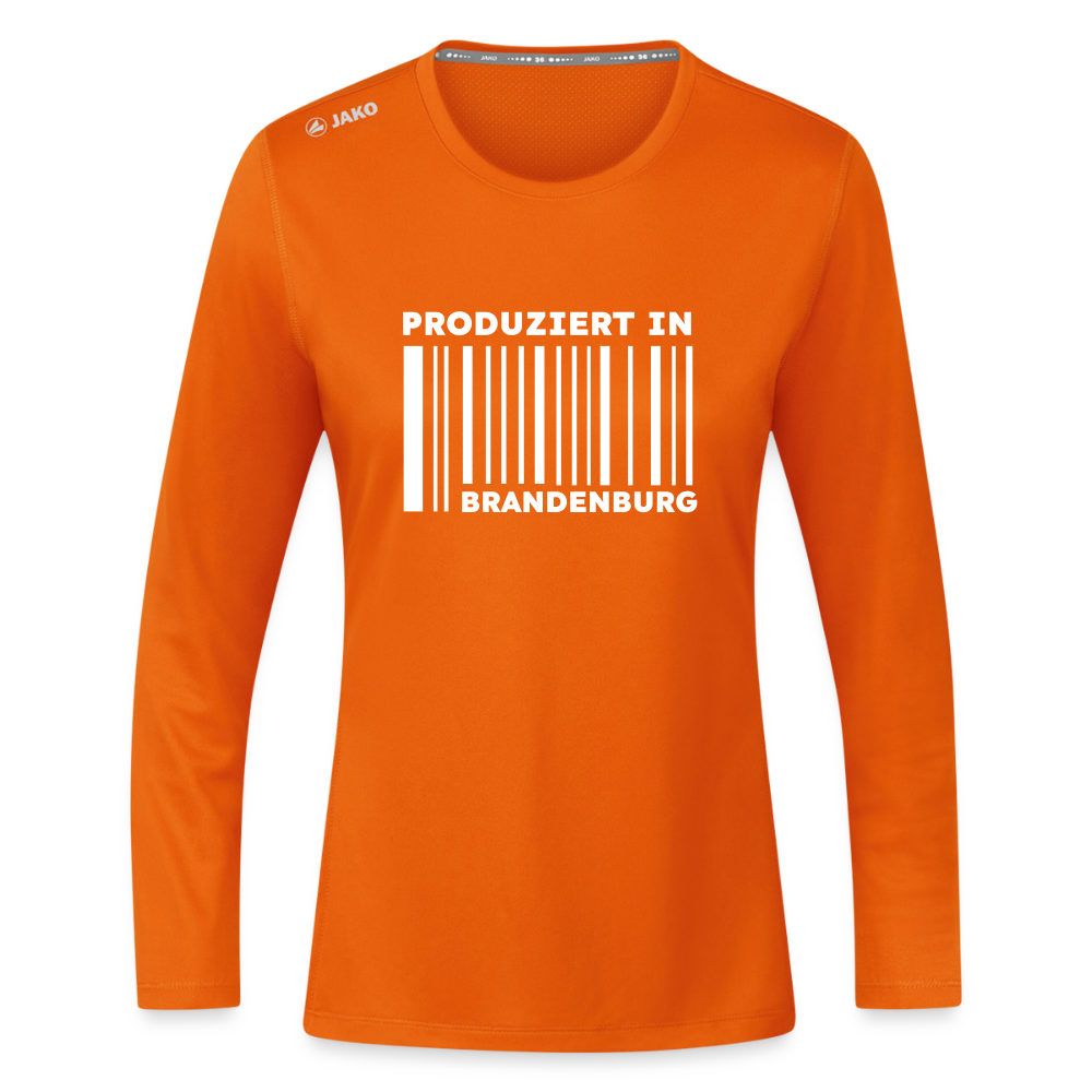 PRODUZIERT IN BRANDENBURG - Frauen Sport Langarmshirt - Neonorange