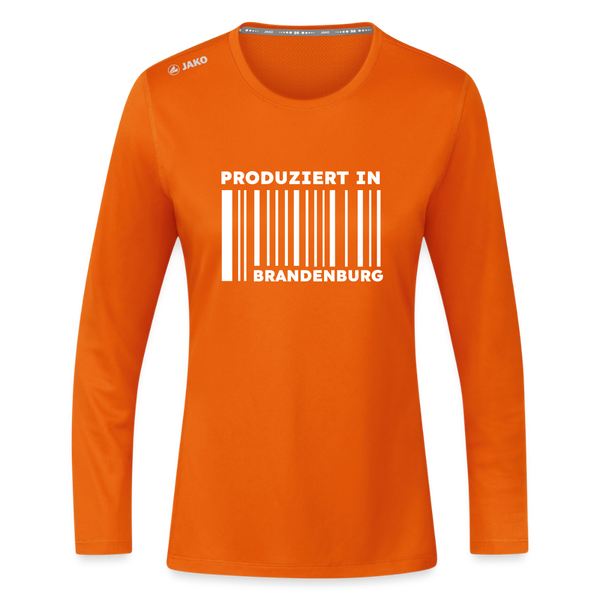 PRODUZIERT IN BRANDENBURG - Frauen Sport Langarmshirt - Neonorange