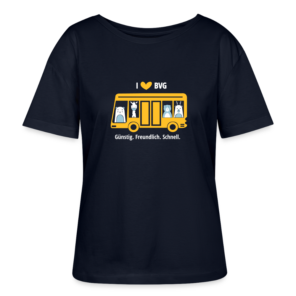 I love BVG - Relaxed Rundhals Frauen Bio-T-Shirt - Navy