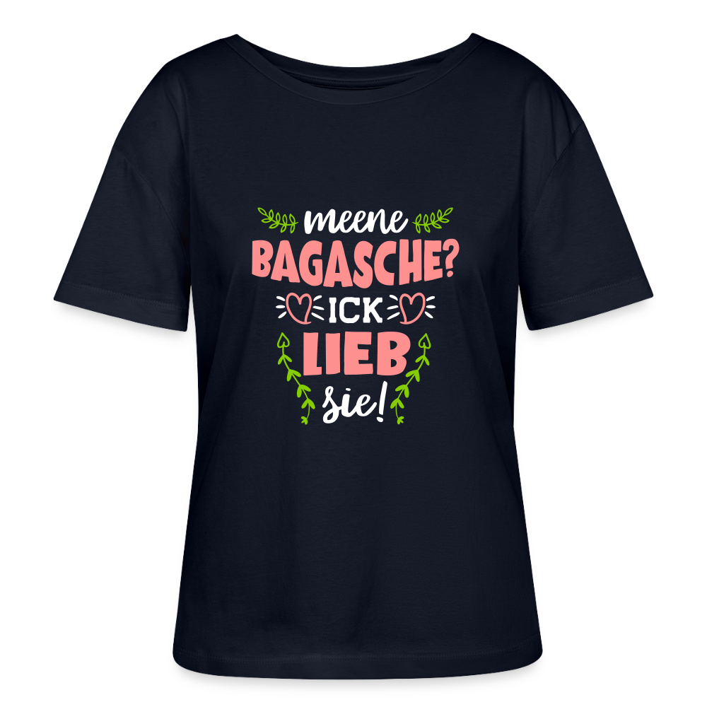 Meene Bagasche Ick Lieb Sie - Relaxed Rundhals Frauen Bio-T-Shirt - Navy