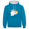 Knülle - Kontrast Hoodie - Pfauenblau/Grau meliert