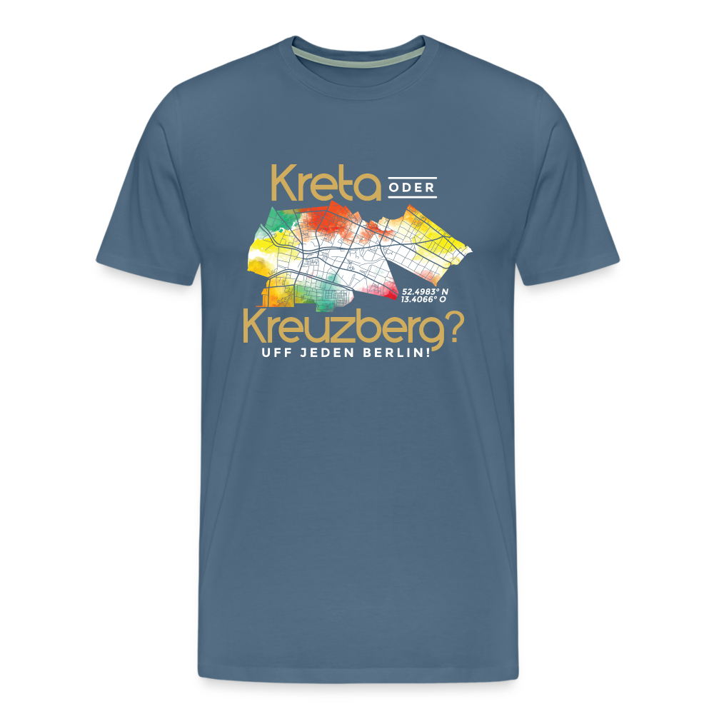 Kreta oder Kreuzberg - Männer Premium T-Shirt - Blaugrau