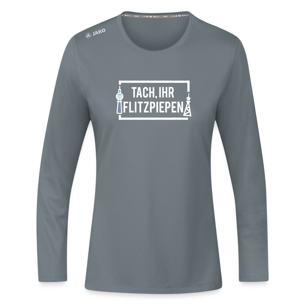 Tach ihr Flitzpiepen - Frauen Sport Langarmshirt - Grau