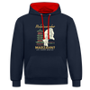 Malediven Oder Marzahn - Kontrast Hoodie - Navy/Rot