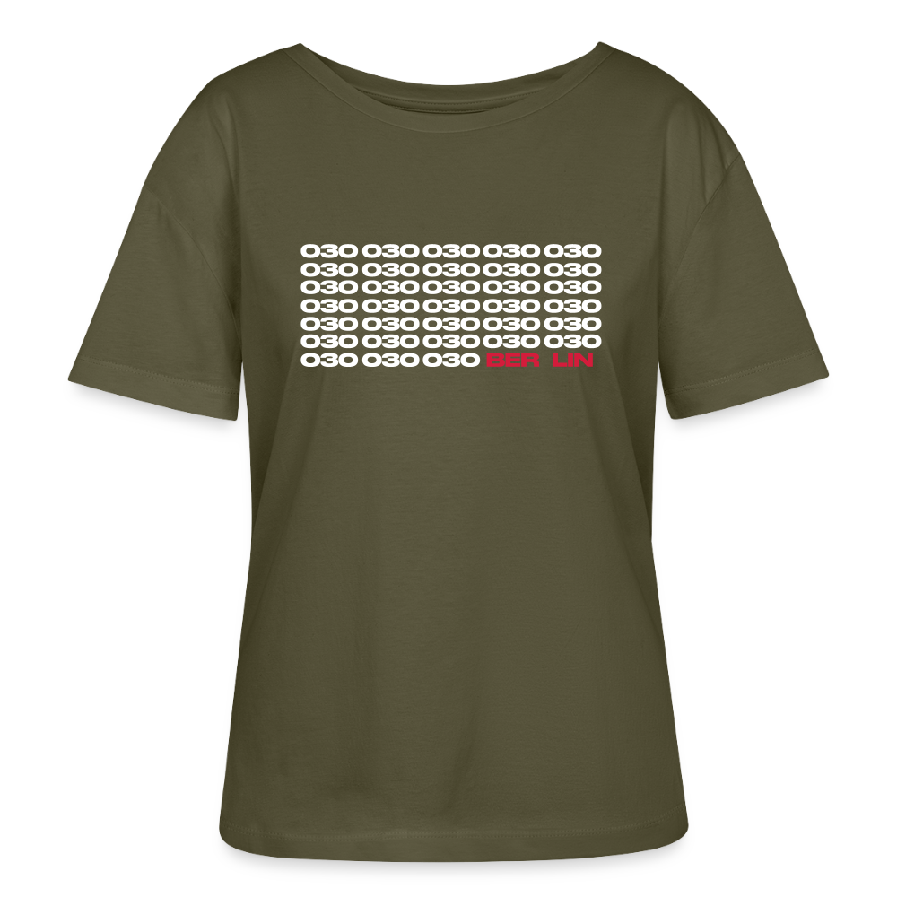 030 Berlin - Relaxed Rundhals Frauen Bio-T-Shirt - Khaki
