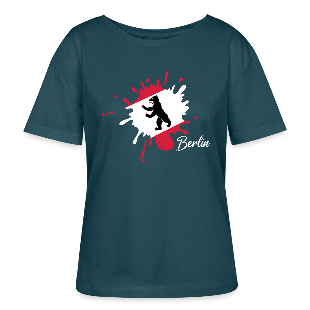 Berlin Klecks Bär - Relaxed Rundhals Frauen Bio-T-Shirt - Dunkles Petrol