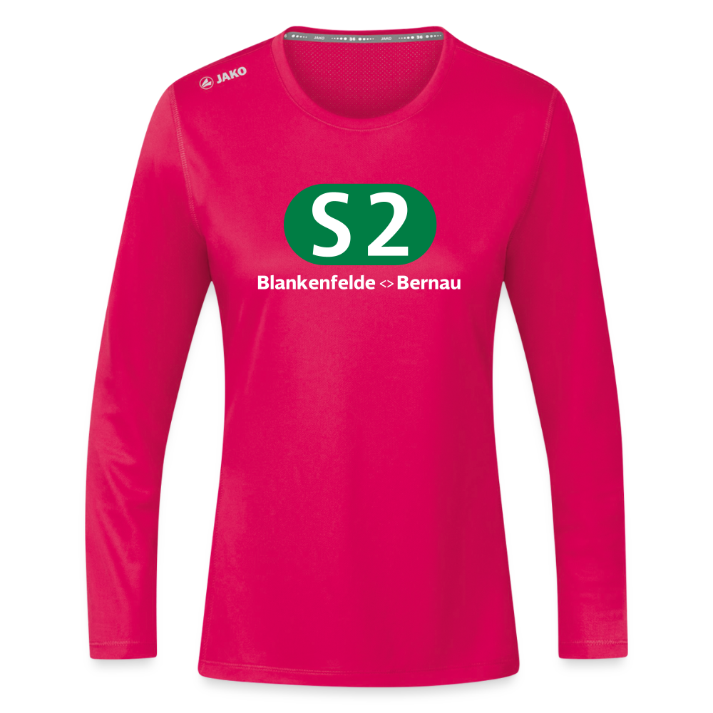 S2 - Frauen Sport Langarmshirt - dunkles Pink