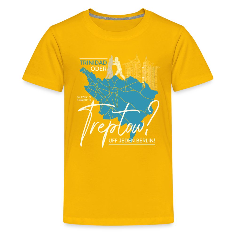 Trinidad oder Treptow - Teenager Premium T-Shirt - Sonnengelb