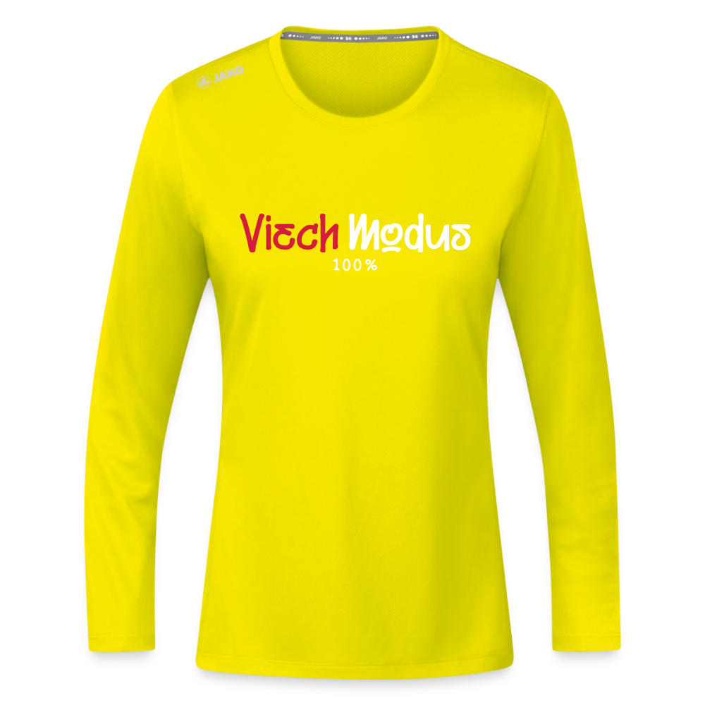 Viech Modus 100% - Frauen Sport Langarmshirt - Neongelb