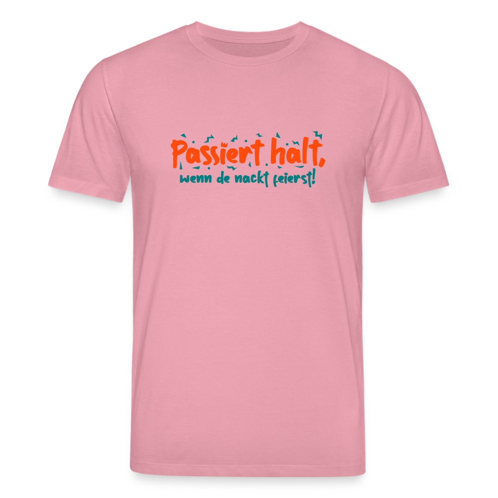 Passiert halt, wenn de nackt feierst! - Unisex Bio T-Shirt - Lila Traum
