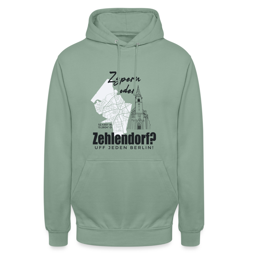 Zypern oder Zehlendorf - Unisex Hoodie - Graugrün