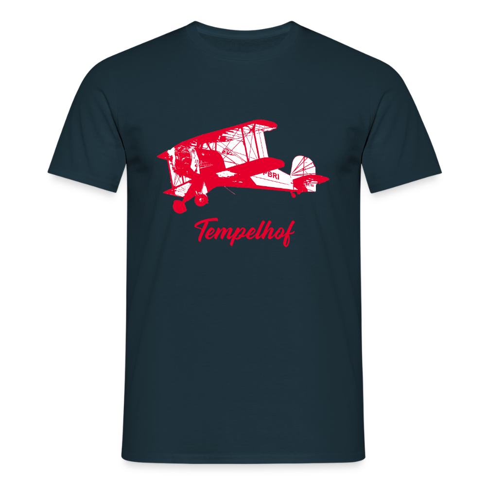 Tempelhof Flugzeug rot - Männer Premium T-Shirt - Navy