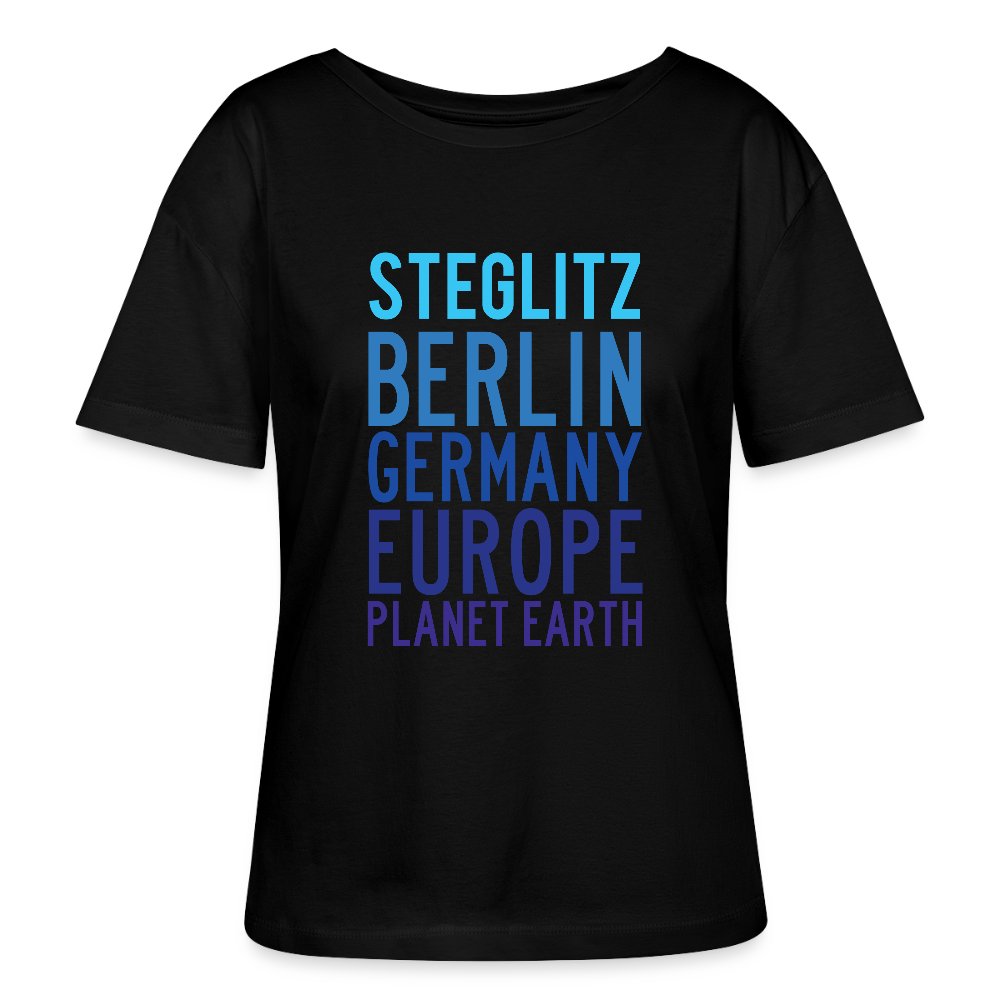 Steglitz Planet Earth - Relaxed Rundhals Frauen Bio-T-Shirt - Schwarz