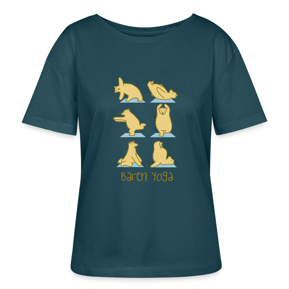 Bären Yoga - Relaxed Rundhals Frauen Bio-T-Shirt - Dunkles Petrol