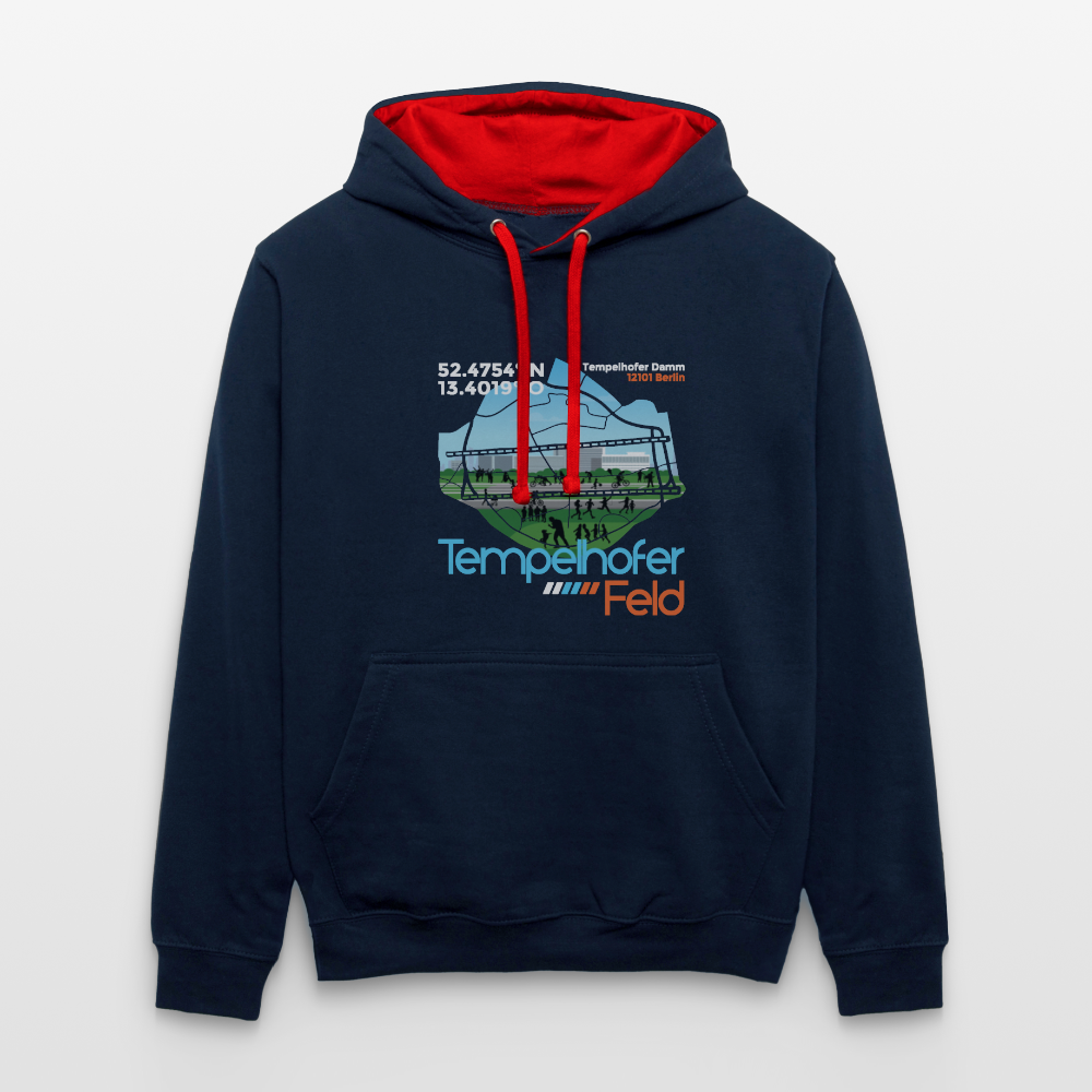 Tempelhofer Feld - Kontrast Hoodie - Navy/Rot