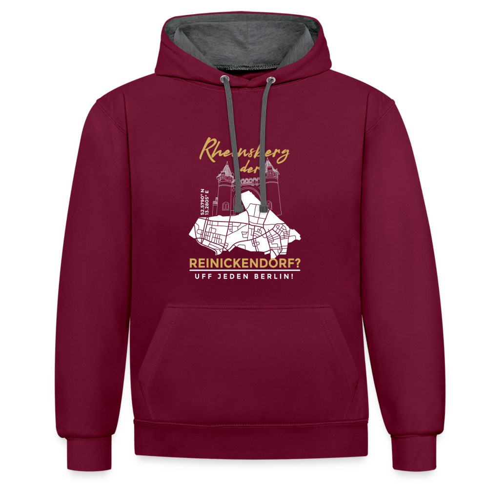 Rheinsberg Oder Reinickendorf - Kontrast Hoodie - Weinrot/Anthrazit