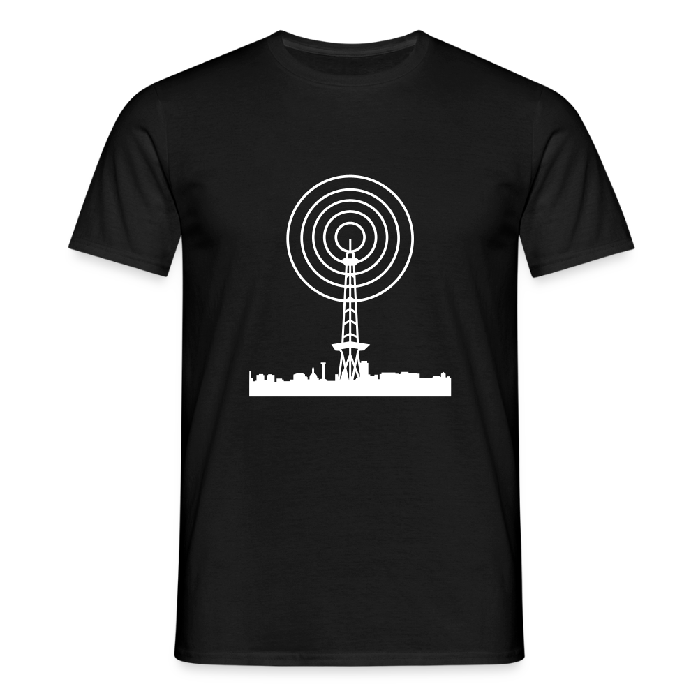 Funkturm im Fokus - Männer Premium T-Shirt - Schwarz