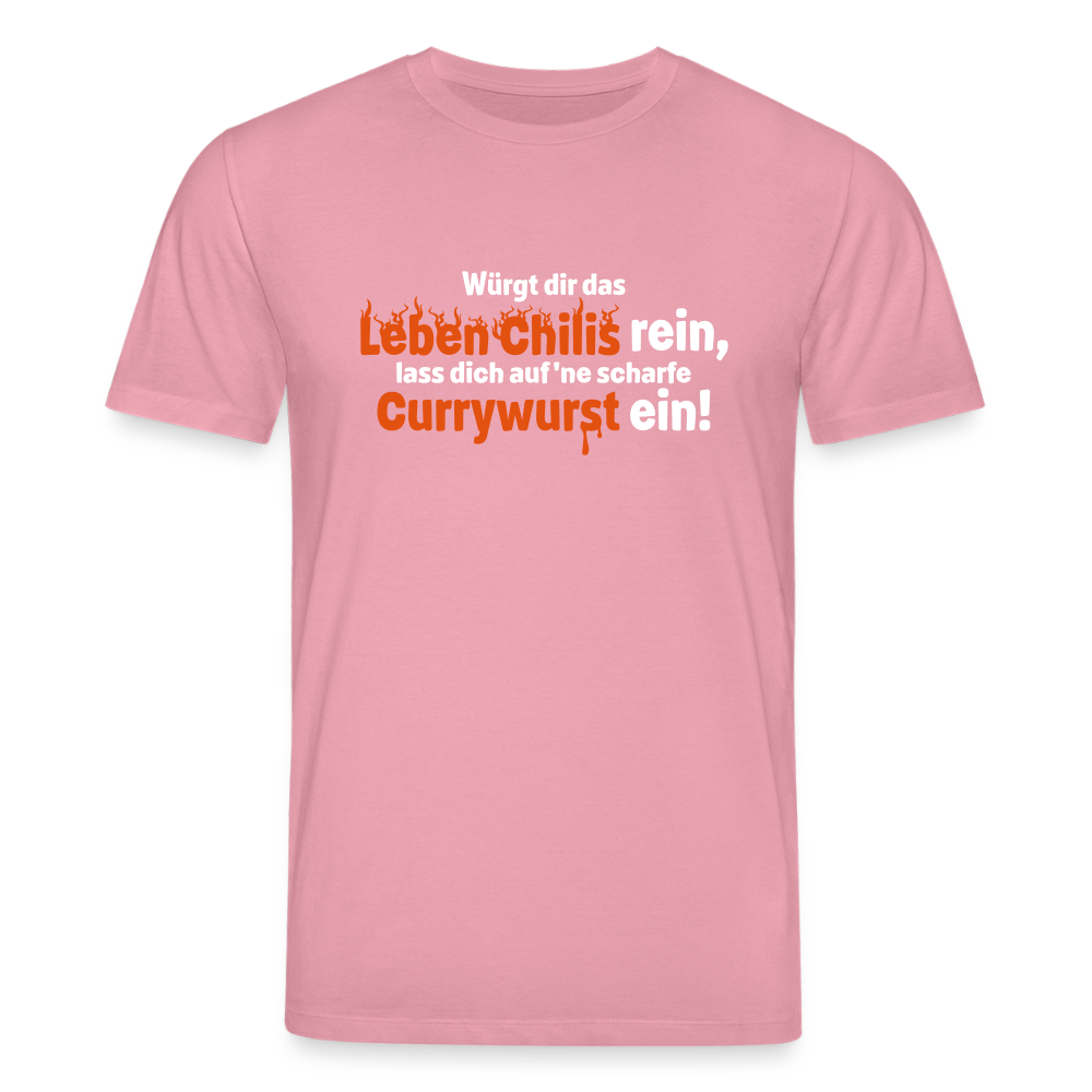 Würgt dir das Leben Chilis rein, lass dich auf 'ne scharfe Currywurst ein! - Unisex Bio T-Shirt - Lila Traum