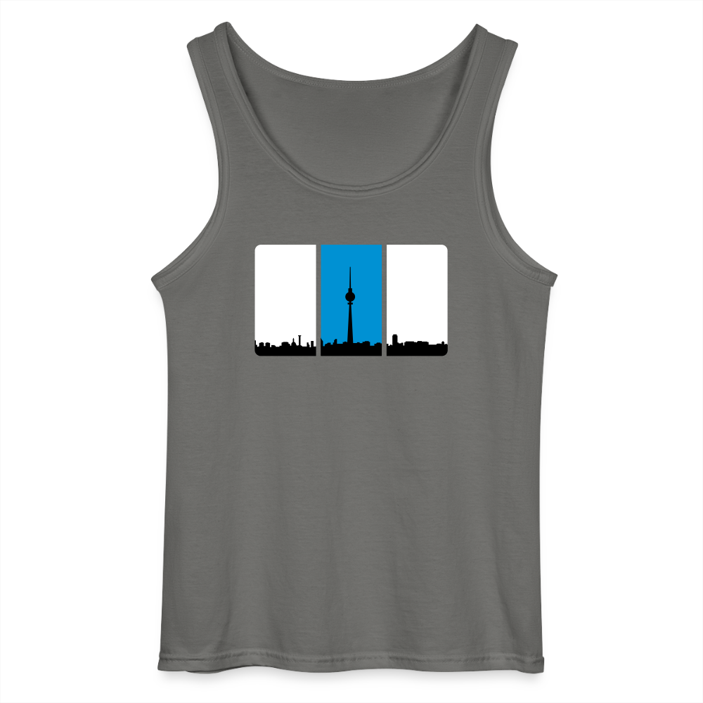 Berliner Skyline in Streifen - Männer Tank Top - Anthrazit