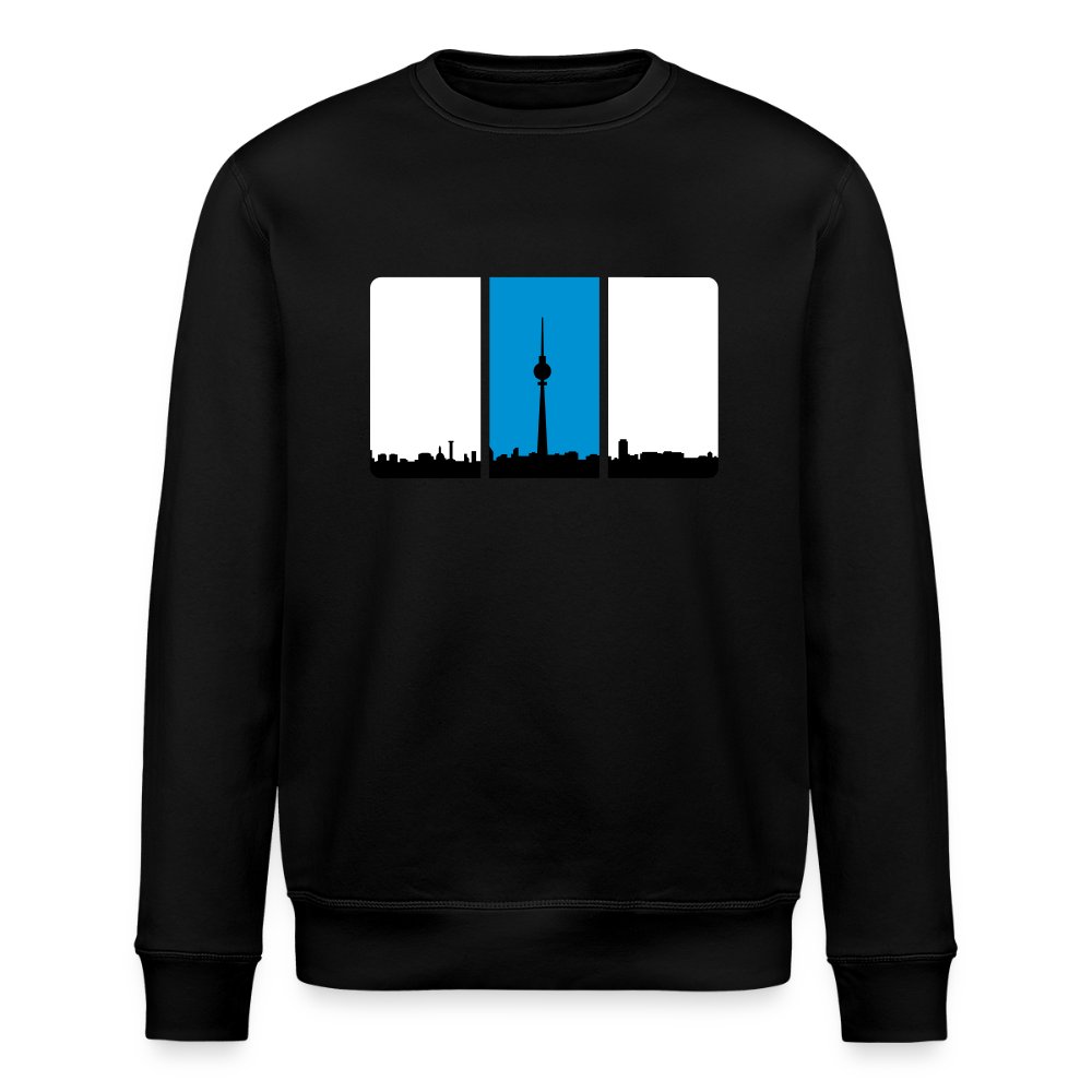 Berliner Skyline in Streifen - Unisex Bio Sweatshirt - Schwarz
