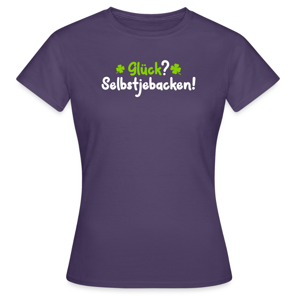 Glück? Selbstjebacken - Frauen Premium T-Shirt - Dunkellila