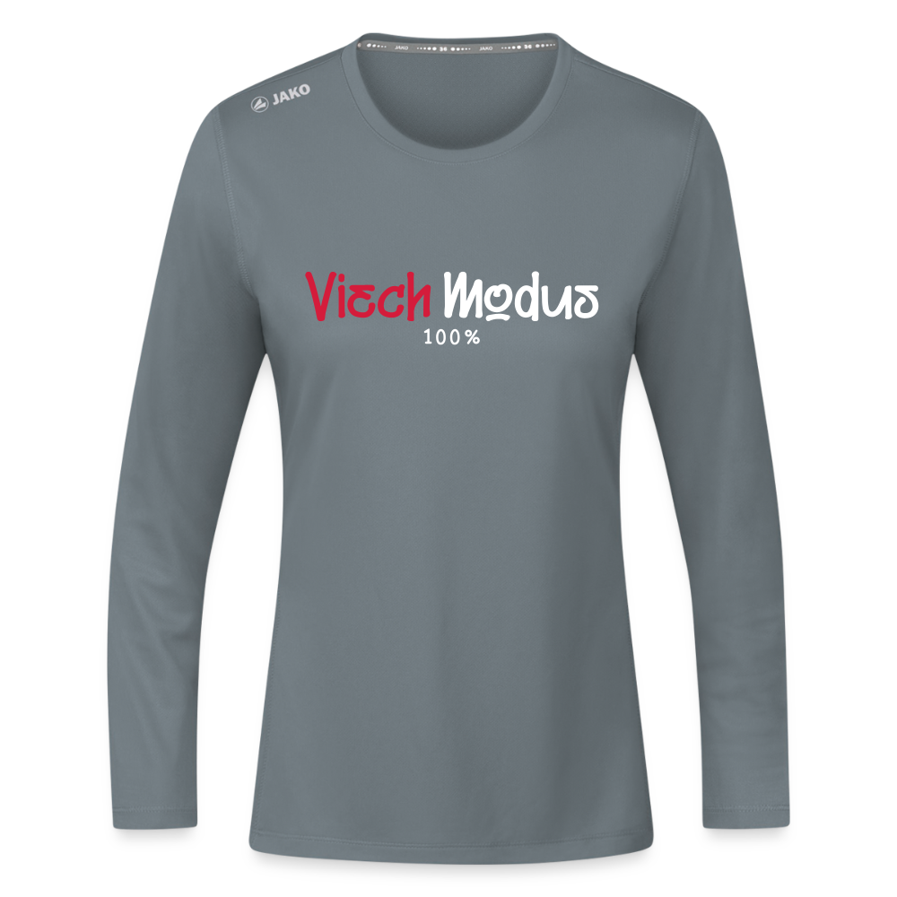 Viech Modus 100% - Frauen Sport Langarmshirt - Grau