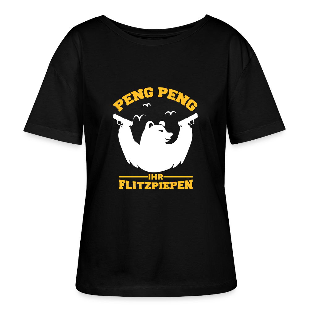 Peng Peng - Relaxed Rundhals Frauen Bio-T-Shirt - Schwarz