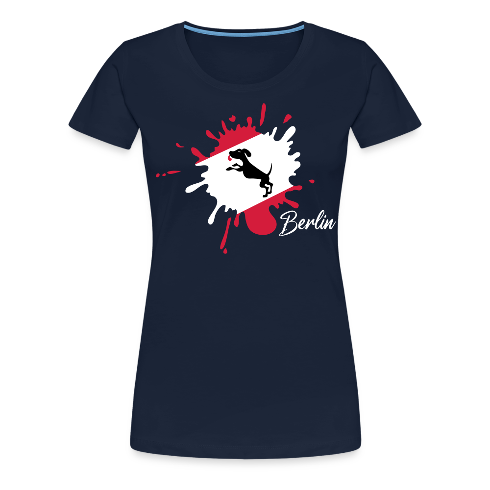 Berlin Klecks Hund - Frauen Premium T-Shirt - Navy