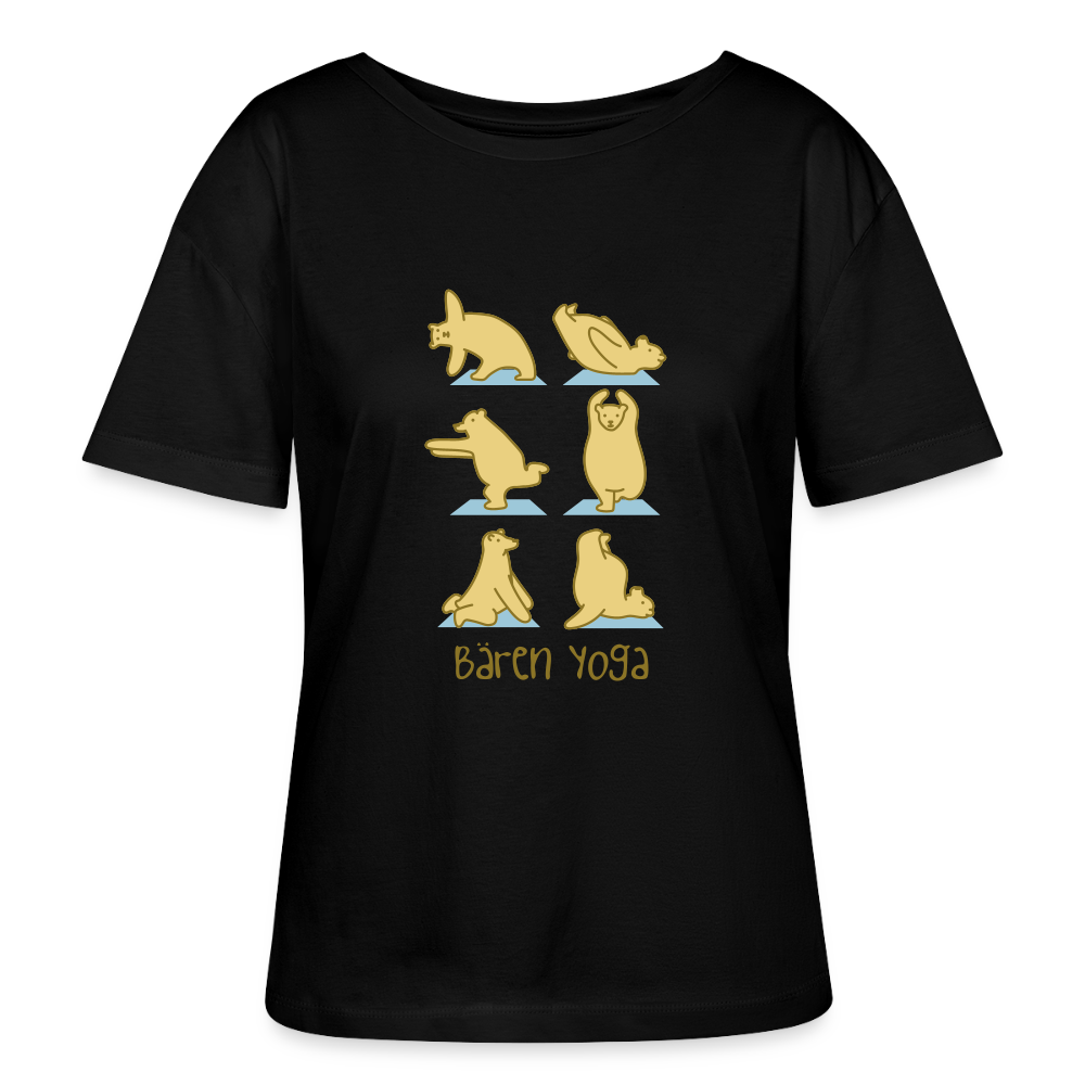 Bären Yoga - Relaxed Rundhals Frauen Bio-T-Shirt - Schwarz
