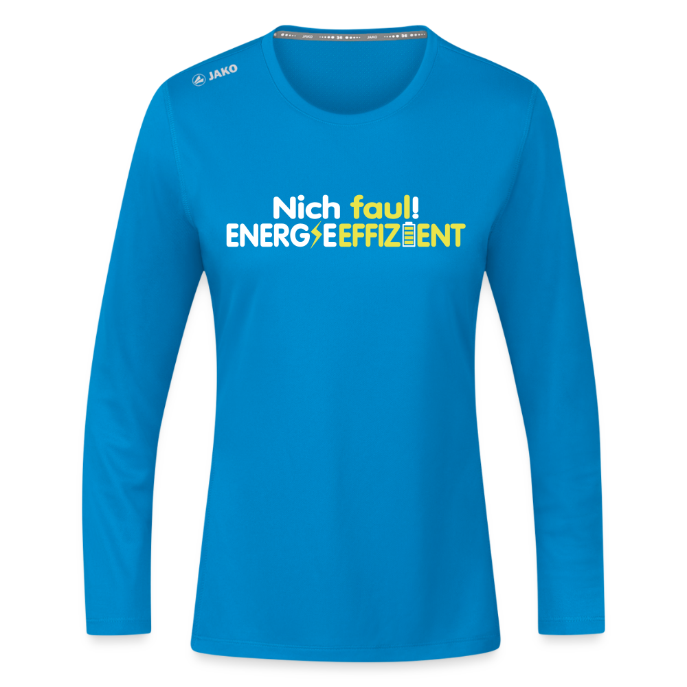 Nich faul! Energieeffizient! - Frauen Sport Langarmshirt - Saphirblau