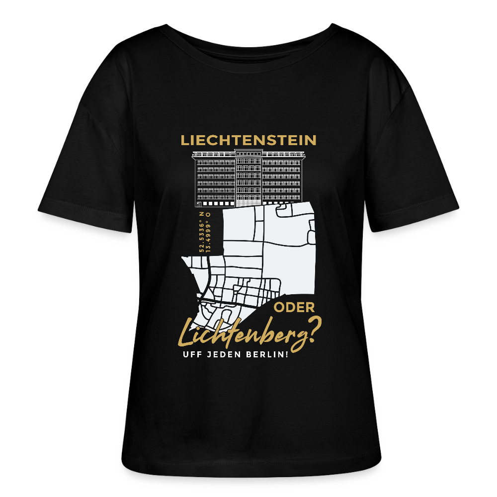 Liechtenstein oder Lichtenberg - Relaxed Rundhals Frauen Bio-T-Shirt - Schwarz