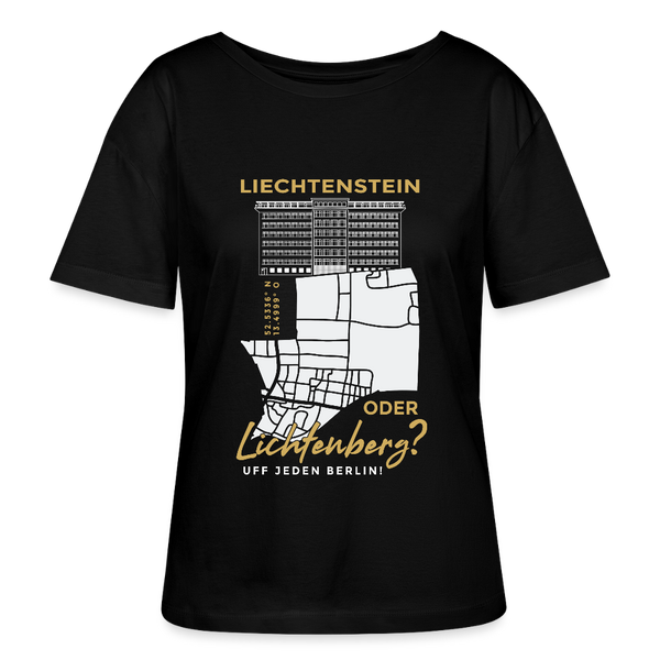 Liechtenstein oder Lichtenberg - Relaxed Rundhals Frauen Bio-T-Shirt - Schwarz