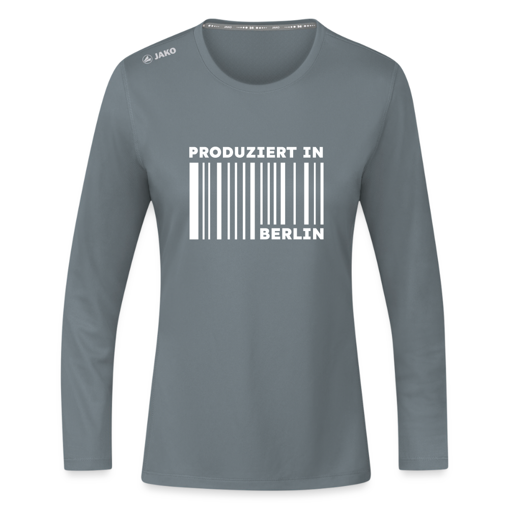 PRODUZIERT IN BERLIN - Frauen Sport Langarmshirt - Grau