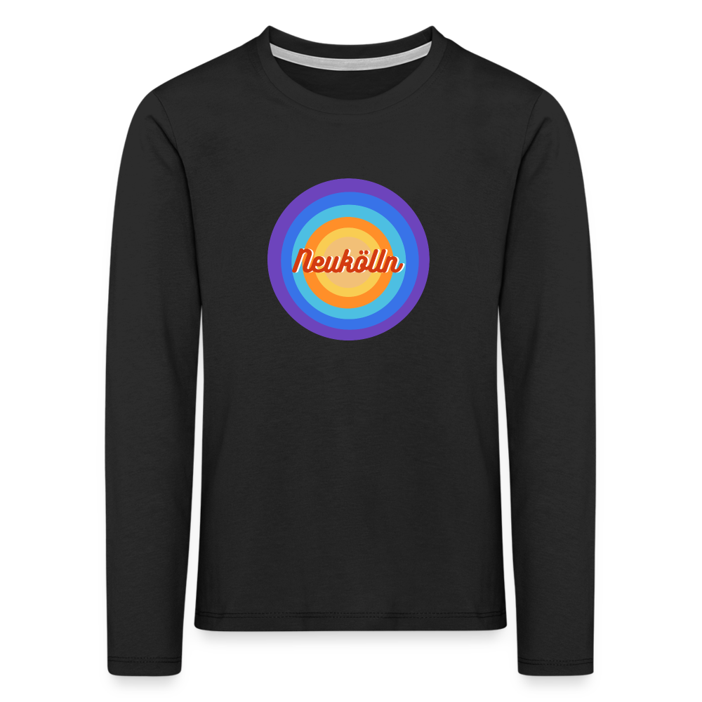 Neukölln Retro - Kinder Langarmshirt - Schwarz