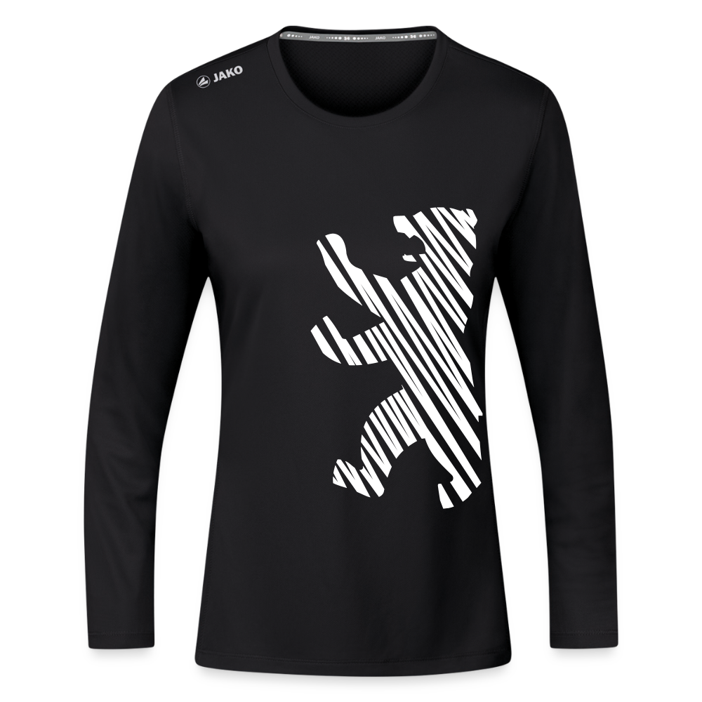Berliner Bär im Netz - weiß - Frauen Sport Langarmshirt - Schwarz