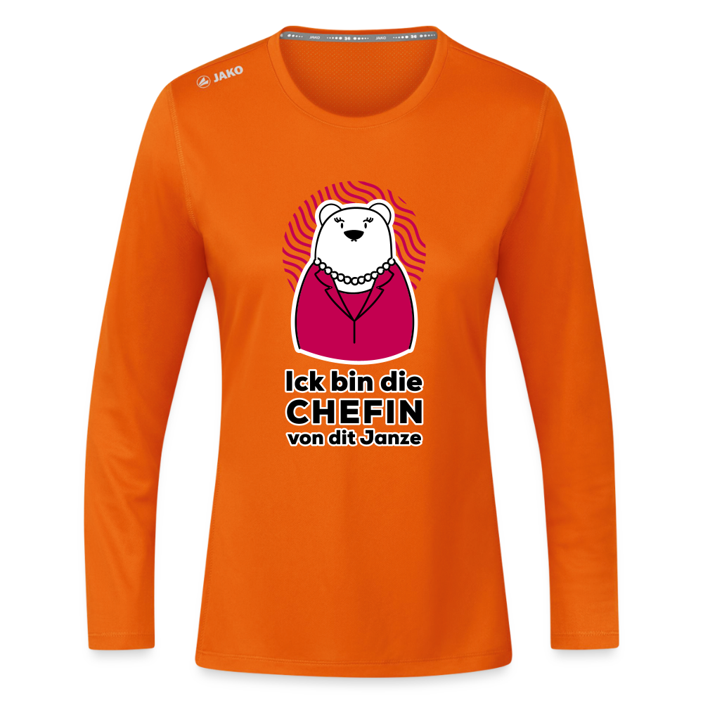 Chefin - Frauen Sport Langarmshirt - Neonorange