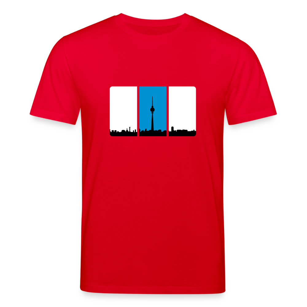 Berliner Skyline in Streifen - Unisex Bio T-Shirt - Rot