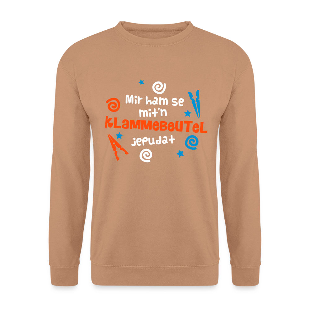 Mit'n Klammabeutel jepudat - Unisex Pullover - Mocca