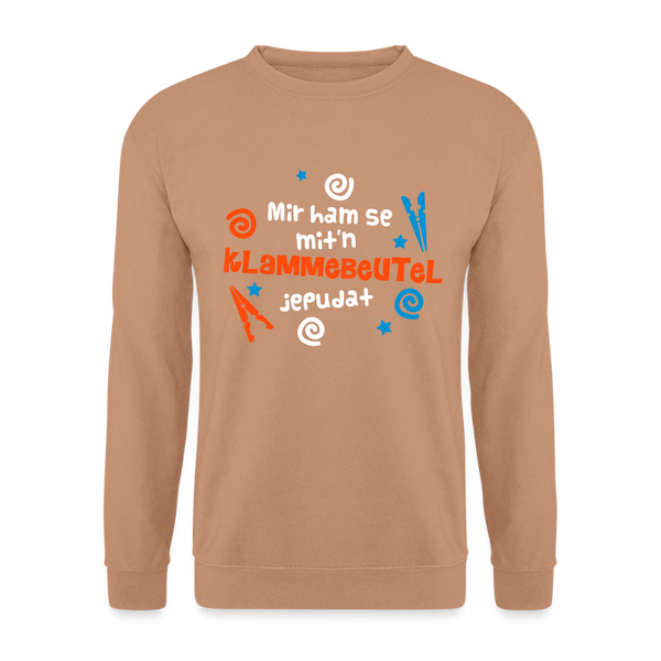 Mit'n Klammabeutel jepudat - Unisex Pullover - Mocca