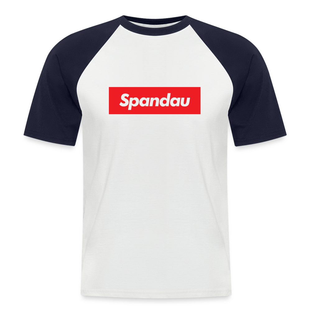Spandau rot - Männer Baseball T-Shirt - Weiß/Navy