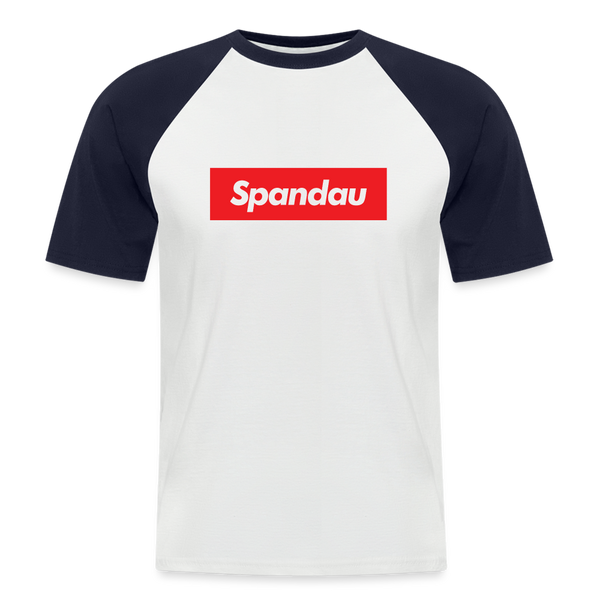 Spandau rot - Männer Baseball T-Shirt - Weiß/Navy