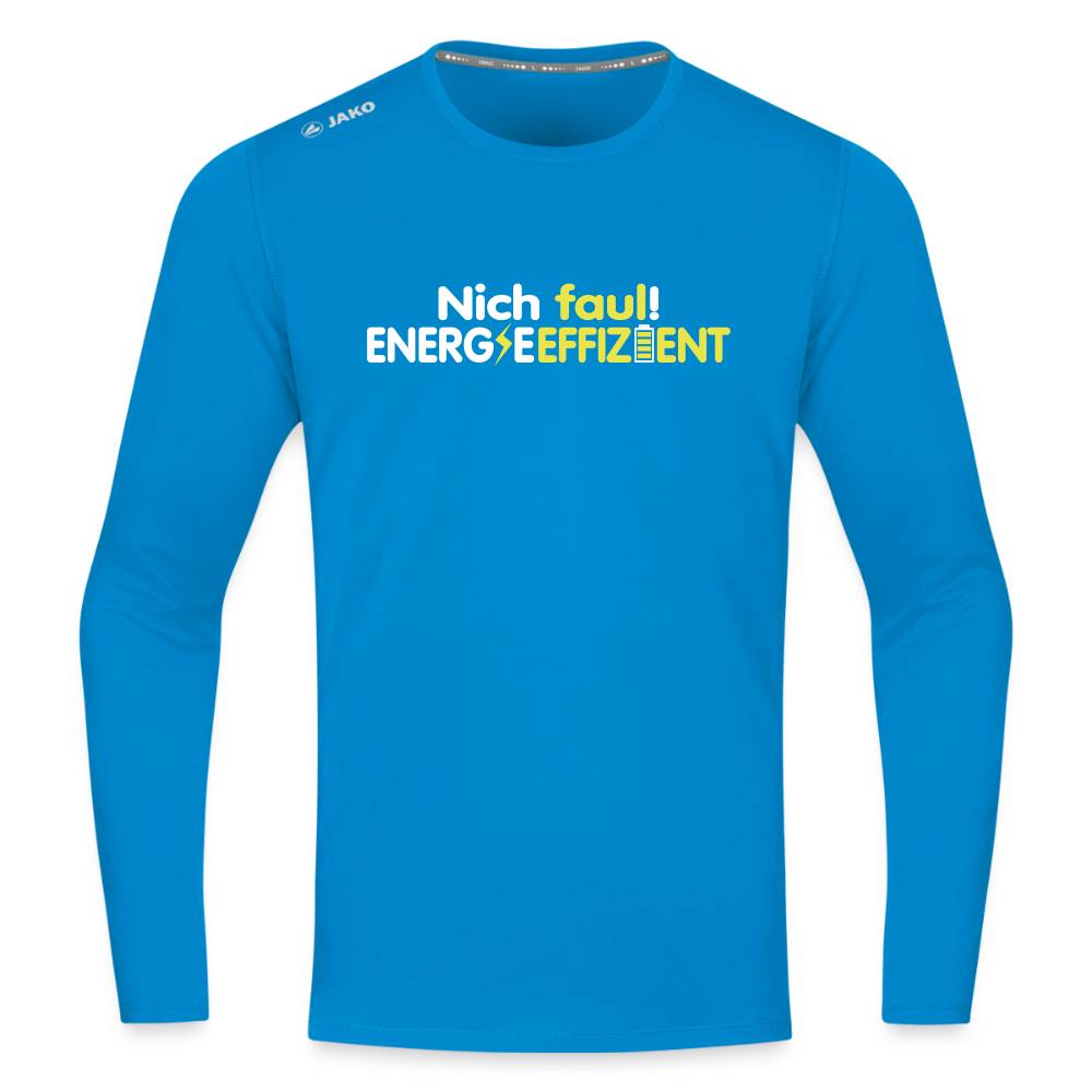Nich faul! Energieeffizient! - Männer Sport Langamshirt - Saphirblau