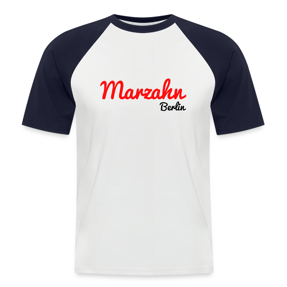 Marzahn Berlin - Männer Baseball T-Shirt - Weiß/Navy