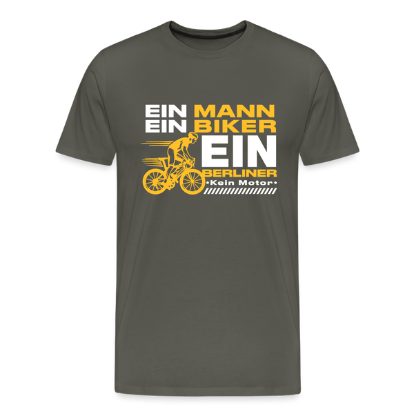Ein Mann, Ein Biker, Ein Berliner - Männer Premium T-Shirt - Asphalt