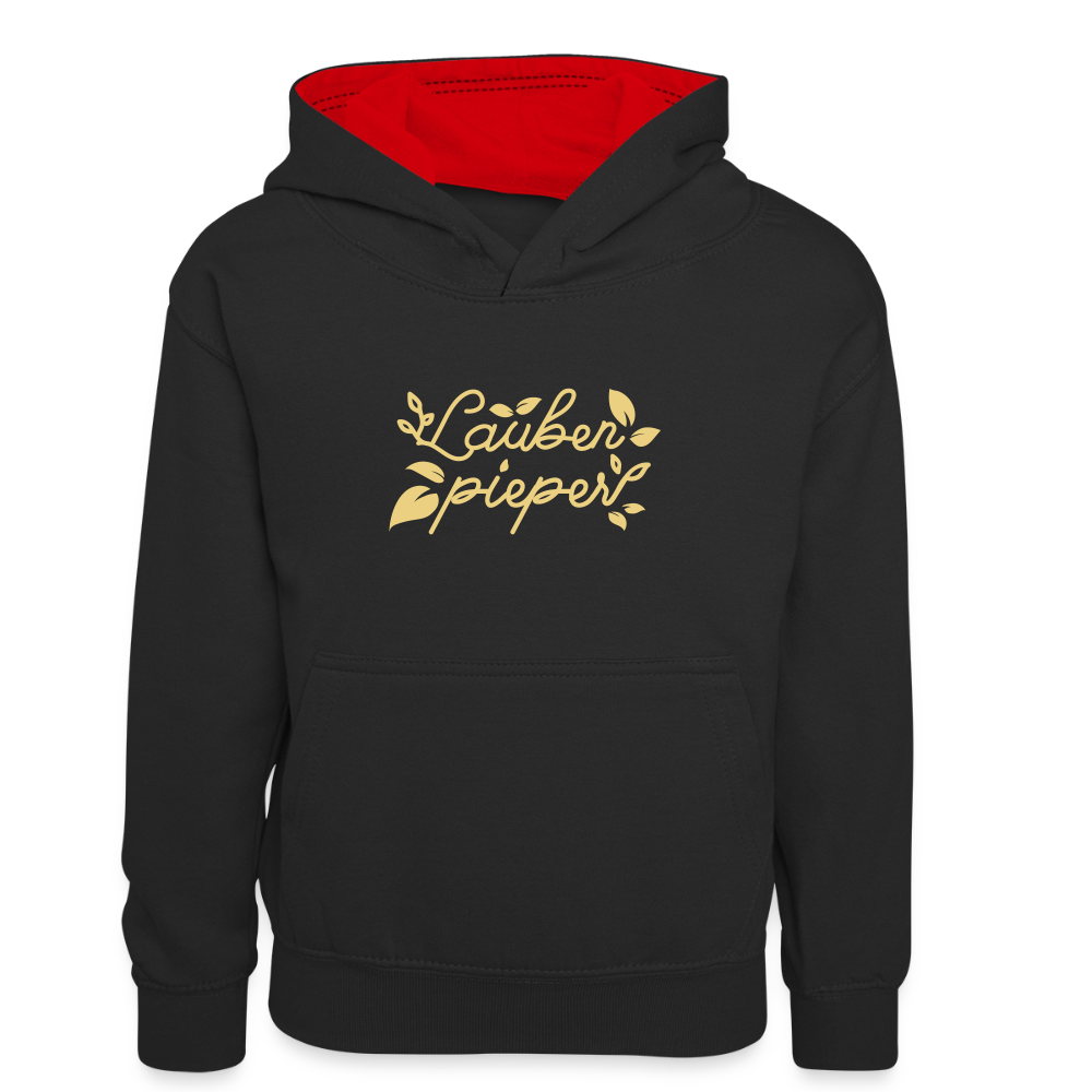 Lauben pieper - Kinder Kontrast-Hoodie - Schwarz/Rot