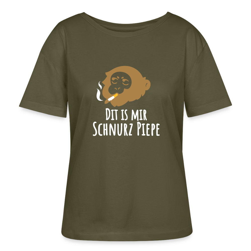 Dit is mir Schnurz Affe - Relaxed Rundhals Frauen Bio-T-Shirt - Khaki